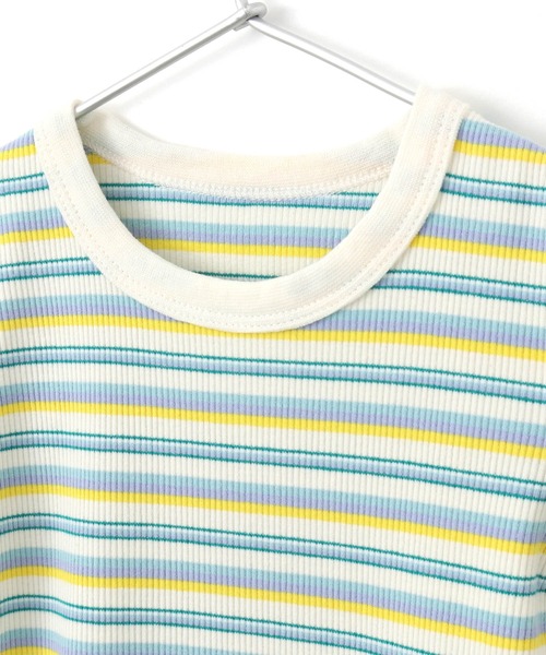 MAKE YOUR DAY(メイクユアデイ)の「無地とボーダーリブロンパス(ロンパース・キッズ・グレー/オフホワイト/イエロー/ピンク・70/80)」の11枚目の写真
