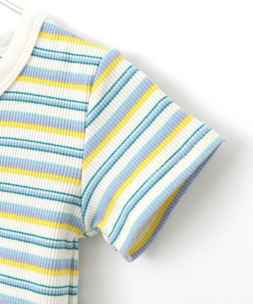 MAKE YOUR DAY(メイクユアデイ)の「無地とボーダーリブロンパス(ロンパース・キッズ・グレー/オフホワイト/イエロー/ピンク・70/80)」の12枚目の写真