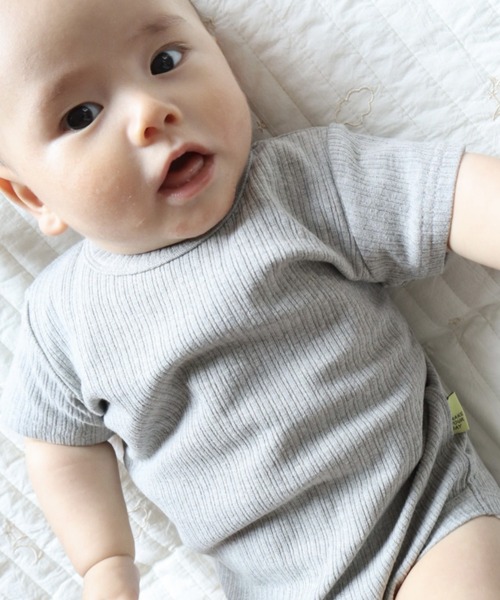 MAKE YOUR DAY(メイクユアデイ)の「無地とボーダーリブロンパス(ロンパース・キッズ・グレー/オフホワイト/イエロー/ピンク・70/80)」の20枚目の写真