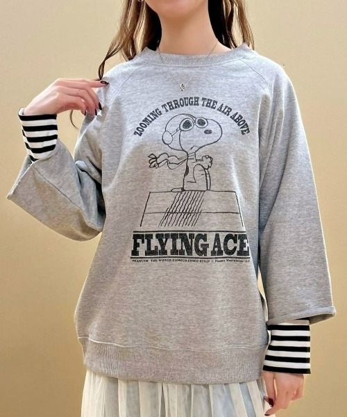 ピーナッツ　スエットTシャツ セール】【PEANUTS】ピーナッツ7分スウェット（Tシャツ
