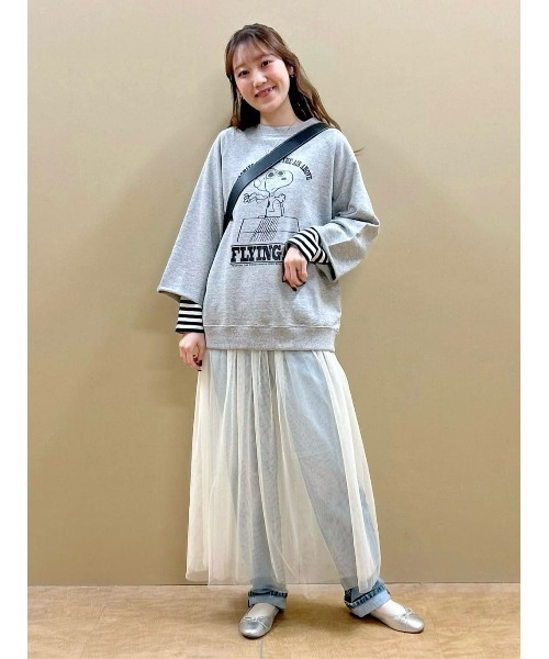 セール】【PEANUTS】ピーナッツ7分スウェット（Tシャツ