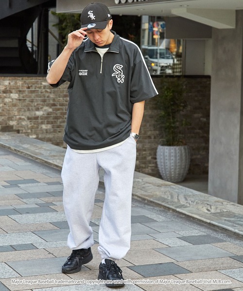 MLB（メジャーリーグベースボール）の「MLB/メジャーリーグベースボール 別注 ワッペン刺繍 ビッグシルエット サイドライン ハーフジップ半袖Tシャツ（Tシャツ/カットソー・メンズ・ネイビー/杢グレー/ダークブラウン/ライトグレー/ブラック/ダークグレー・L/M）」の13枚目の写真