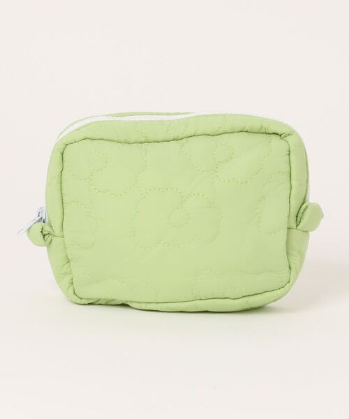 セール】【収納ポケット付き】フラワーキルトスクエアメイクポーチ