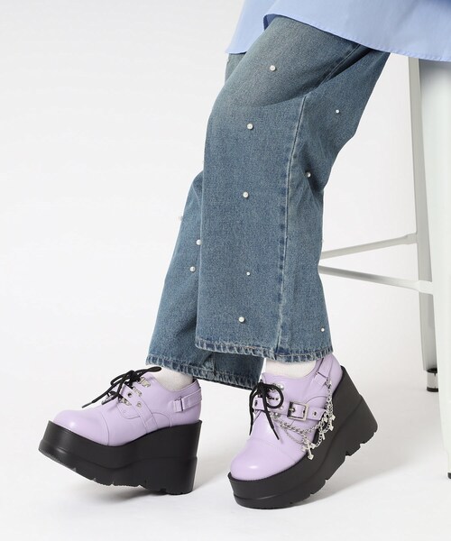 cs T&P(シーエスティーアンドピー)の「厚底チェーン付きパンプス(パンプス・レディース・ホワイト/ブラック/パープル系・S/M/L/LL)」の22枚目の写真