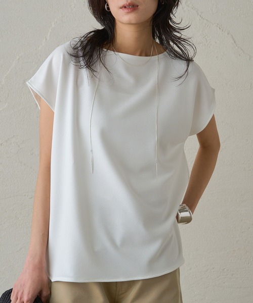 LOUNGEDRESS（ラウンジドレス）の「カットジョーゼットフレンチブラウス（シャツ/ブラウス・レディース・オフホワイト/ネイビー/ブラック・FREE）」の2枚目の写真