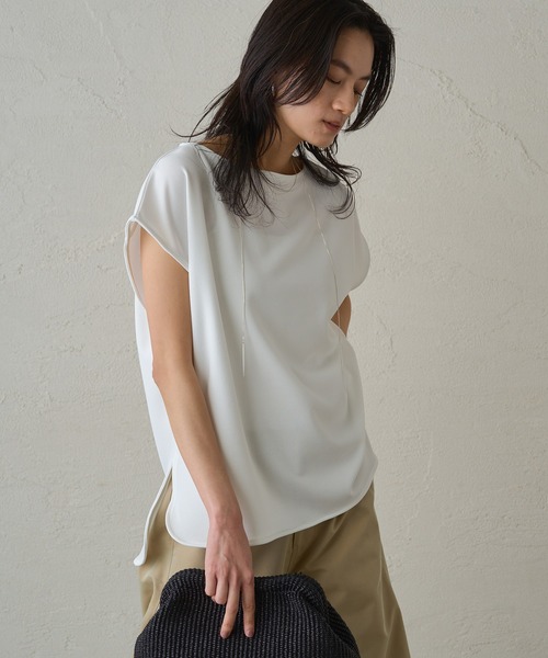 LOUNGEDRESS（ラウンジドレス）の「カットジョーゼットフレンチブラウス（シャツ/ブラウス・レディース・オフホワイト/ネイビー/ブラック・FREE）」の6枚目の写真