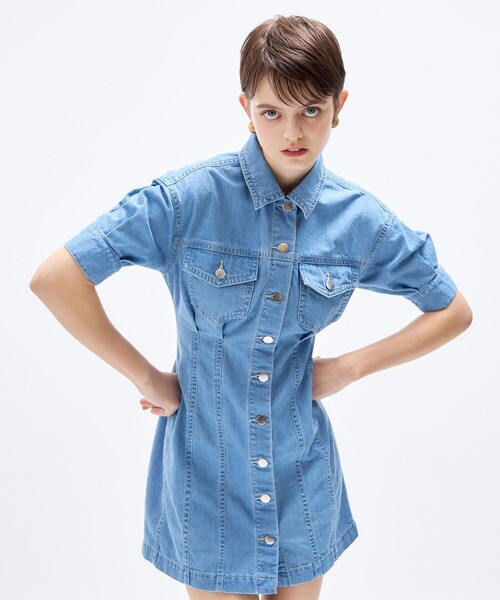 DEICY(デイシー)の「デニムミニワンピース(ワンピース・レディース・ネイビー/ライトインディゴブルー/サックスブルー・0/1)」の15枚目の写真