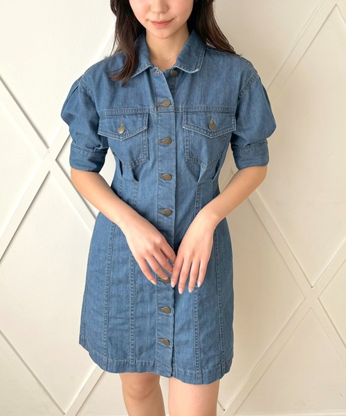 DEICY(デイシー)の「デニムミニワンピース(ワンピース・レディース・ネイビー/ライトインディゴブルー/サックスブルー・0/1)」の3枚目の写真