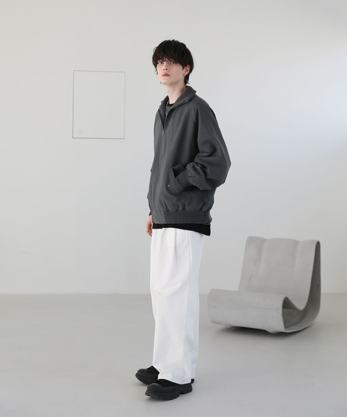 韓国 ハイネック シープフライト ジャケット おしゃれ THE CASUAL｜オーバーサイズリブハイネック シンセティック