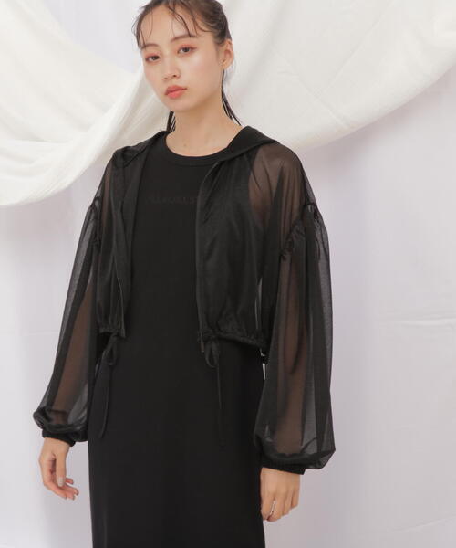 JILL by JILL STUART(ジルバイジルスチュアート)の「シアーパーカー(パーカー・レディース・ブラック/ホワイト/ブルー・FREE)」の9枚目の写真