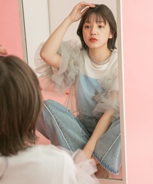 KBF | ボリュームスリーブチュールプルオーバー(シャツ/ブラウス)