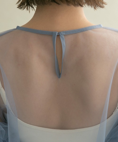 KBF（ケイビーエフ）の「ボリュームスリーブチュールプルオーバー（シャツ/ブラウス・レディース・グレー/ブルー/ブラック・ONE）」の9枚目の写真