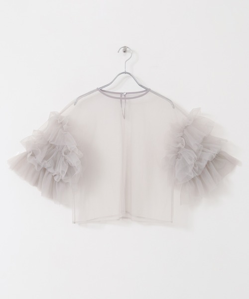 KBF（ケイビーエフ）の「ボリュームスリーブチュールプルオーバー（シャツ/ブラウス・レディース・グレー/ブルー/ブラック・ONE）」の10枚目の写真