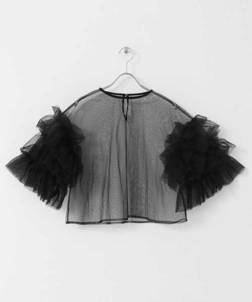 KBF（ケイビーエフ）の「ボリュームスリーブチュールプルオーバー（シャツ/ブラウス・レディース・グレー/ブルー/ブラック・ONE）」の11枚目の写真