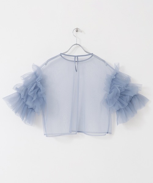 KBF（ケイビーエフ）の「ボリュームスリーブチュールプルオーバー（シャツ/ブラウス・レディース・グレー/ブルー/ブラック・ONE）」の13枚目の写真