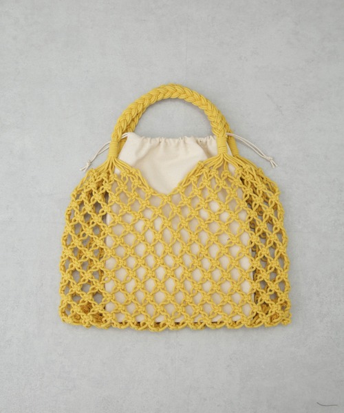 NANO universe（ナノユニバース）の「インポーチ付きマクラメバッグ（トートバッグ・レディース・アイボリー/ブラウン/グリーン/イエロー・FREE）」の9枚目の写真