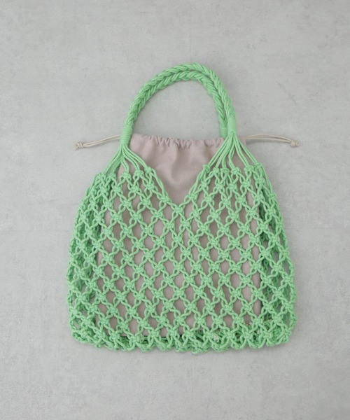 NANO universe（ナノユニバース）の「インポーチ付きマクラメバッグ（トートバッグ・レディース・アイボリー/ブラウン/グリーン/イエロー・FREE）」の8枚目の写真