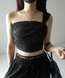 ※※【 カップ付き 】ワンショルアシンメトリーショートキャミソール / one shoulder asymmetry short camisole