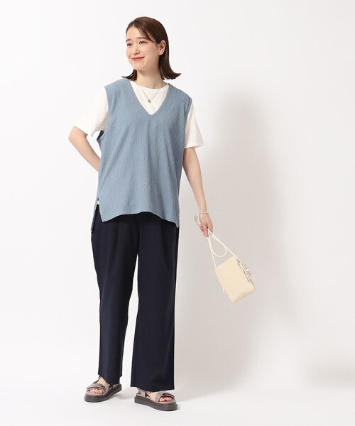 SHOO・LA・RUE(シューラルー)の「◆【洗える/2点セット】さらさらVネックベスト+Tシャツ(その他トップス・レディース・ライトグレー/グリーン/ブラック/ライトブルー・02/03/04)」の15枚目の写真