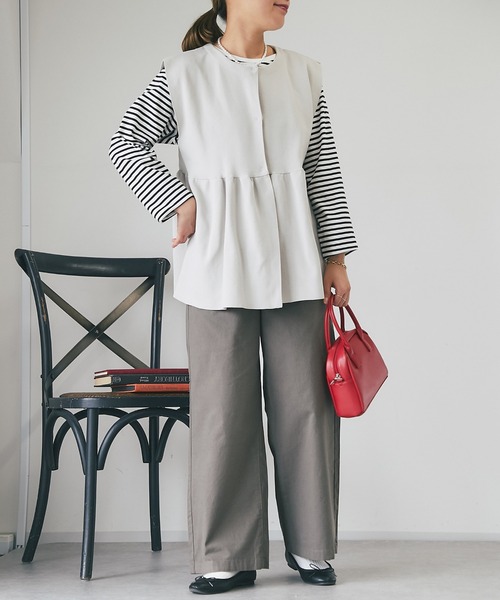 un dix cors（アンディコール）の「綿麻ストレッチカラーセミワイドパンツ（チノパンツ・レディース・カーキ/ベージュ・M/L）」の15枚目の写真