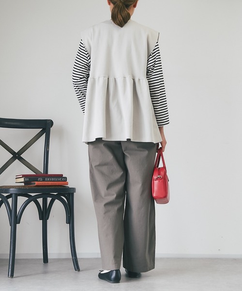 un dix cors（アンディコール）の「綿麻ストレッチカラーセミワイドパンツ（チノパンツ・レディース・カーキ/ベージュ・M/L）」の14枚目の写真