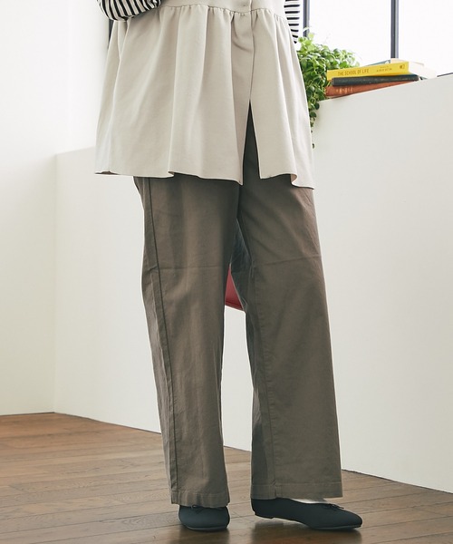 un dix cors（アンディコール）の「綿麻ストレッチカラーセミワイドパンツ（チノパンツ・レディース・カーキ/ベージュ・M/L）」の20枚目の写真