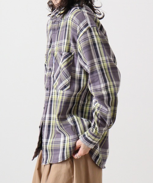 GERRY(ジェリー)の「GERRY ヘビーツイル チェック 長袖 シャツ(シャツ/ブラウス・メンズ・ベージュ/チャコール・L/M/LL)」の4枚目の写真