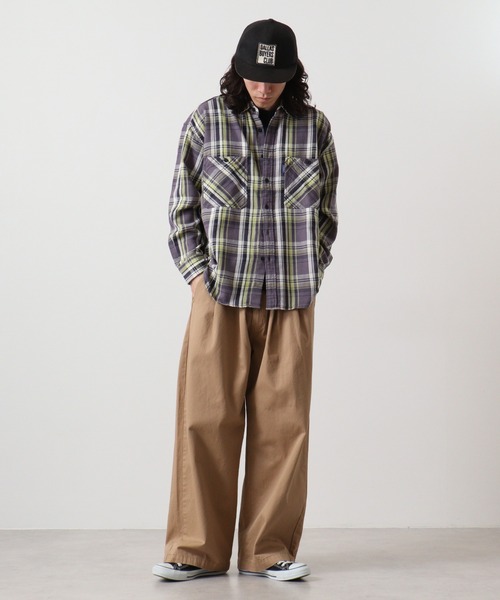 GERRY(ジェリー)の「GERRY ヘビーツイル チェック 長袖 シャツ(シャツ/ブラウス・メンズ・ベージュ/チャコール・L/M/LL)」の6枚目の写真