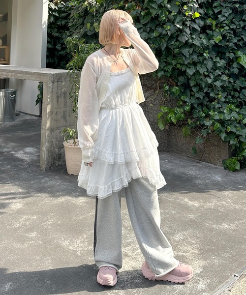 【お値下げ済み】Lily ルームワンピース　ホワイト　ロングナイティ 楽天市場】ワンピース シワになりにくい Aライン コットンタッチ