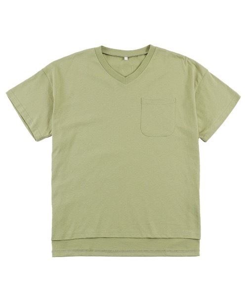 En serio TOKYO（エンソリオトーキョー）の「ポケット付き Vネック Tシャツ(無地)（Tシャツ/カットソー・レディース・ブルー/グレイッシュベージュ/グリーン・MEDIUM）」の2枚目の写真