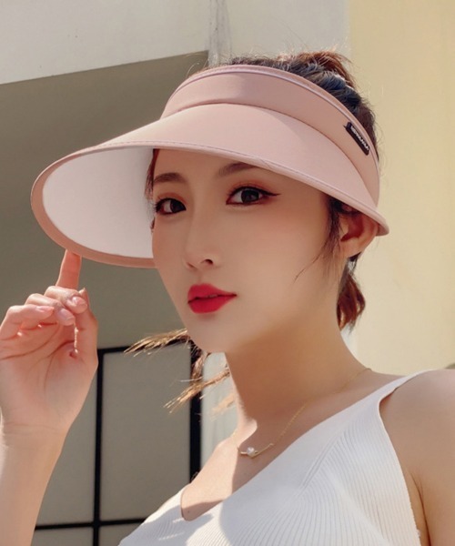 Miniministore(ミニミニストア)の「韓国サンバイザー つば広 レディース 夏(サンバイザー・レディース・ライトピンク/ラベンダー/ブルー/アイボリー/ブラック/オレンジ・FREE)」の1枚目の写真