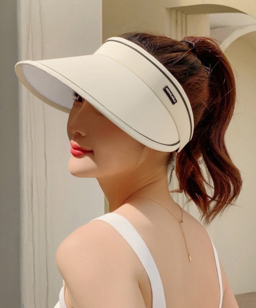 Miniministore(ミニミニストア)の「韓国サンバイザー つば広 レディース 夏(サンバイザー・レディース・ライトピンク/ラベンダー/ブルー/アイボリー/ブラック/オレンジ・FREE)」の2枚目の写真