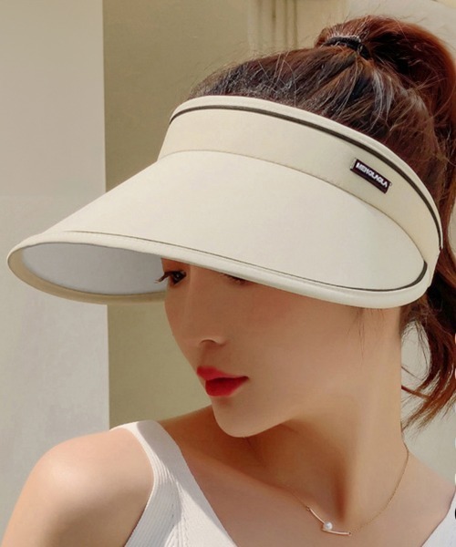 Miniministore(ミニミニストア)の「韓国サンバイザー つば広 レディース 夏(サンバイザー・レディース・ライトピンク/ラベンダー/ブルー/アイボリー/ブラック/オレンジ・FREE)」の7枚目の写真