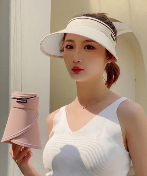 Miniministore(ミニミニストア)の「韓国サンバイザー つば広 レディース 夏(サンバイザー・レディース・ライトピンク/ラベンダー/ブルー/アイボリー/ブラック/オレンジ・FREE)」の8枚目の写真