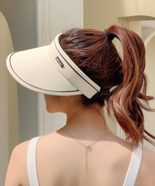 Miniministore(ミニミニストア)の「韓国サンバイザー つば広 レディース 夏(サンバイザー・レディース・ライトピンク/ラベンダー/ブルー/アイボリー/ブラック/オレンジ・FREE)」の9枚目の写真