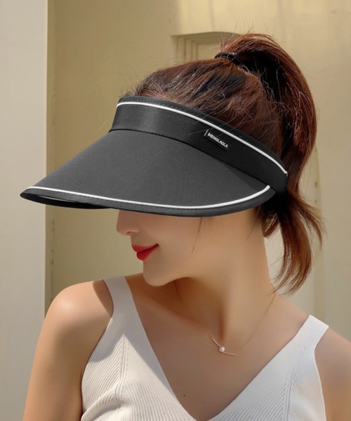 Miniministore(ミニミニストア)の「韓国サンバイザー つば広 レディース 夏(サンバイザー・レディース・ライトピンク/ラベンダー/ブルー/アイボリー/ブラック/オレンジ・FREE)」の10枚目の写真