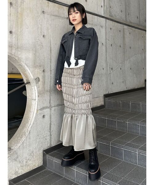 MURUA(ムルーア)の「シャーリングスカート(スカート・レディース・オレンジ/カーキ/ブラウン・FREE)」の10枚目の写真