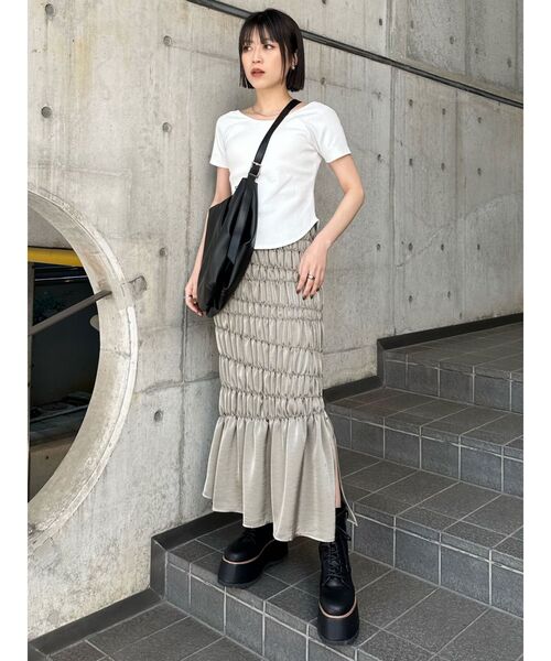 MURUA(ムルーア)の「シャーリングスカート(スカート・レディース・オレンジ/カーキ/ブラウン・FREE)」の12枚目の写真