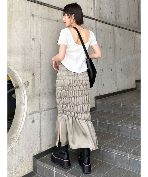 MURUA(ムルーア)の「シャーリングスカート(スカート・レディース・オレンジ/カーキ/ブラウン・FREE)」の14枚目の写真