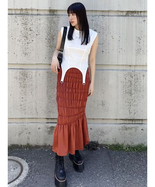 MURUA(ムルーア)の「シャーリングスカート(スカート・レディース・オレンジ/カーキ/ブラウン・FREE)」の15枚目の写真