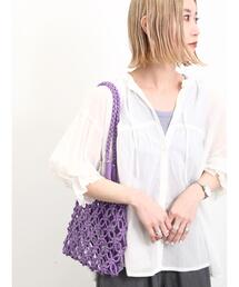Samansa Mos2 blue | 【Made in India】切替フレアブラウス(シャツ/ブラウス)