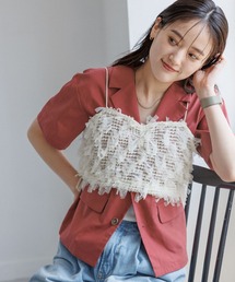 RAGEBLUE | チュールフリンジジャガード/リボンビスチェ(キャミソール)