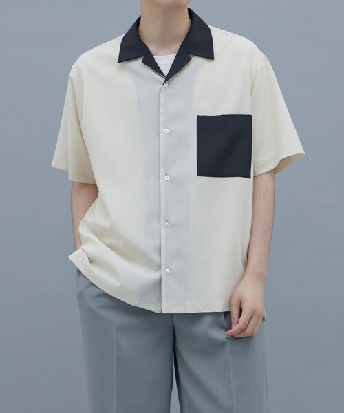 セール】SUMMER WOOL バイカラーシャツ｜セットアップ着用可能（シャツ