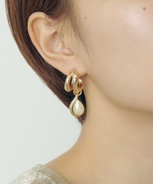 ドロップ × ダブル フープ ピアス