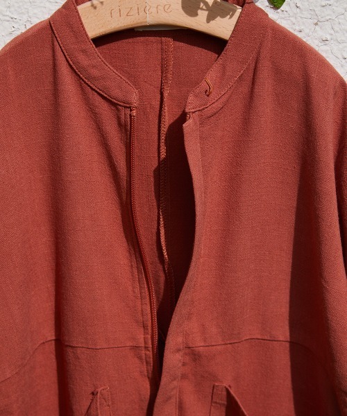 riziere（リジェール）の「フロントファスナーサコッシュ付きオールインワン2点セット（つなぎ/オールインワン・キッズ・テラコッタ/ベージュ・90/100/110/120/130/140/150）」の6枚目の写真