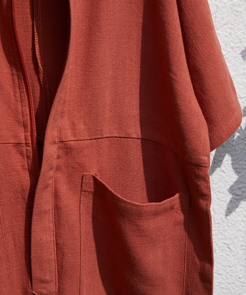 riziere（リジェール）の「フロントファスナーサコッシュ付きオールインワン2点セット（つなぎ/オールインワン・キッズ・テラコッタ/ベージュ・90/100/110/120/130/140/150）」の7枚目の写真