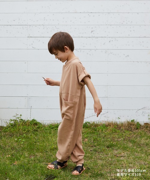 riziere（リジェール）の「フロントファスナーサコッシュ付きオールインワン2点セット（つなぎ/オールインワン・キッズ・テラコッタ/ベージュ・90/100/110/120/130/140/150）」の19枚目の写真