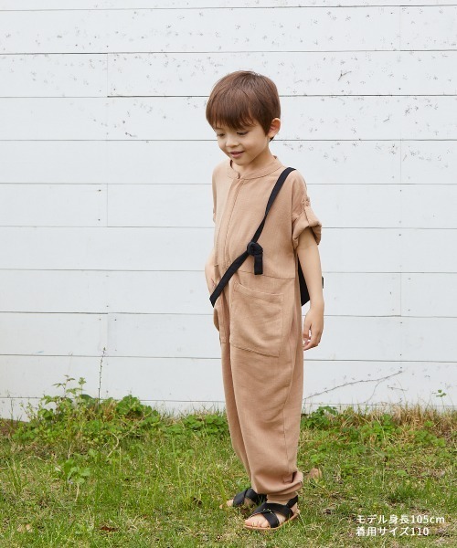 riziere（リジェール）の「フロントファスナーサコッシュ付きオールインワン2点セット（つなぎ/オールインワン・キッズ・テラコッタ/ベージュ・90/100/110/120/130/140/150）」の20枚目の写真