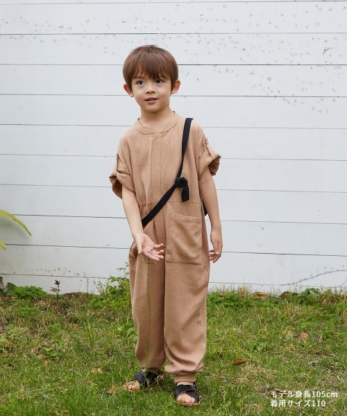riziere（リジェール）の「フロントファスナーサコッシュ付きオールインワン2点セット（つなぎ/オールインワン・キッズ・テラコッタ/ベージュ・90/100/110/120/130/140/150）」の21枚目の写真