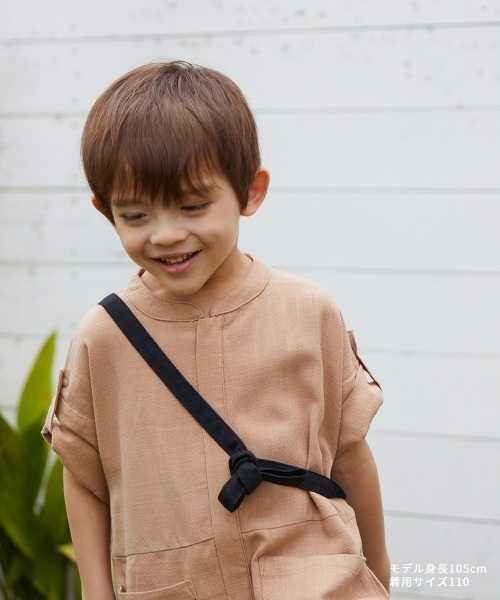 riziere（リジェール）の「フロントファスナーサコッシュ付きオールインワン2点セット（つなぎ/オールインワン・キッズ・テラコッタ/ベージュ・90/100/110/120/130/140/150）」の18枚目の写真